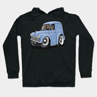 cartoon drawings of Morris 1000 Van Blue Hoodie